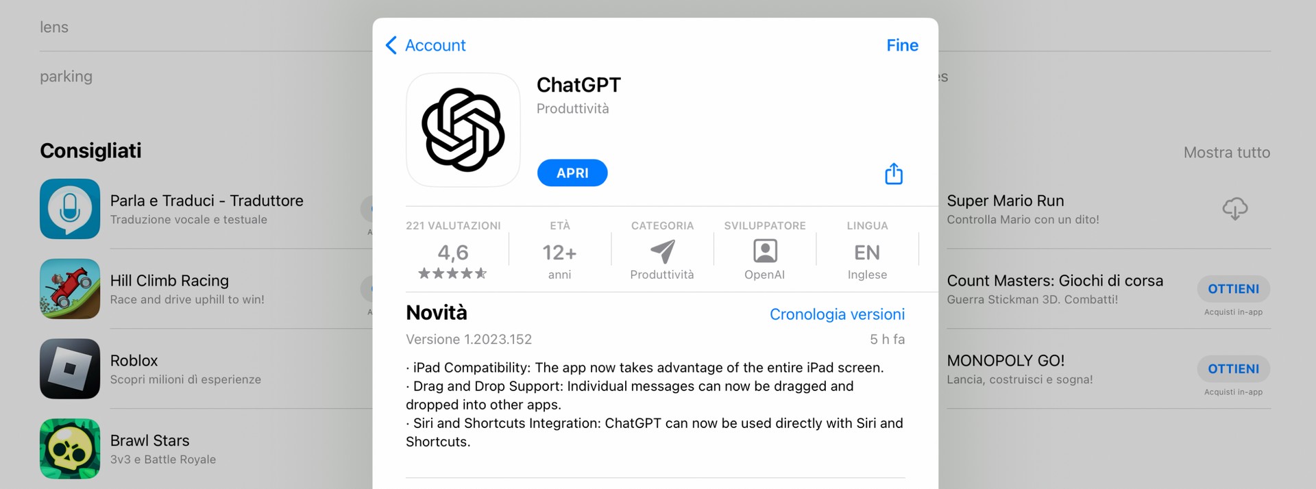 ChatGPT, dopo l'app per iOS arriva anche la versione per iPad: ecco le novità