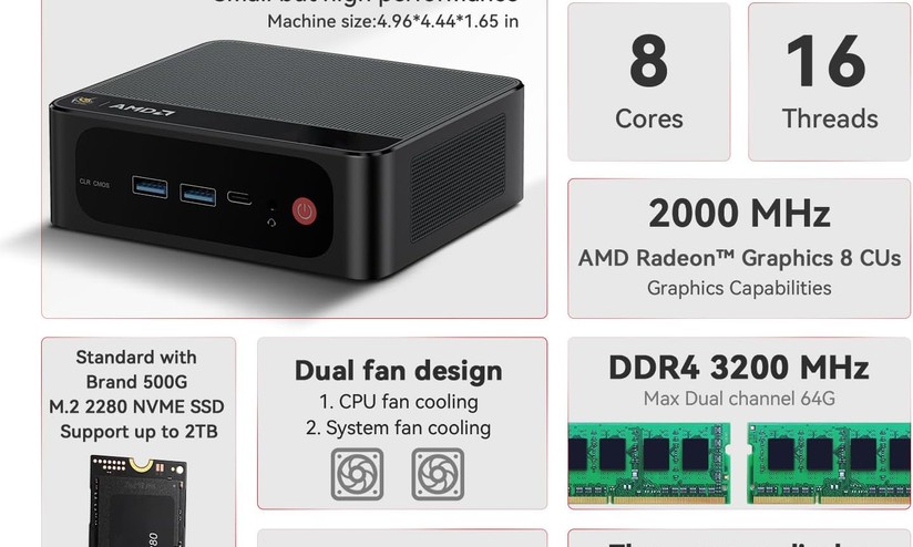 Il mini PC Beelink con Ryzen 7 e 16GB di RAM è un affare con lo