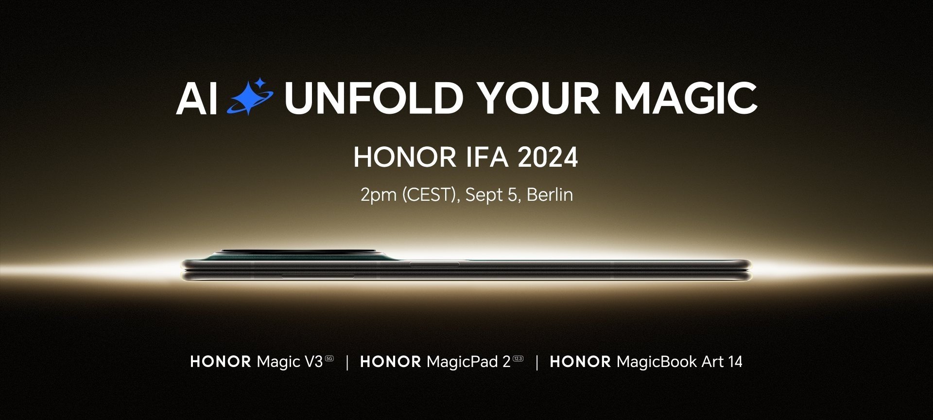 Honor Magic V3: annuncio globale a IFA 2024 il 5 settembre, con il tablet e il laptop