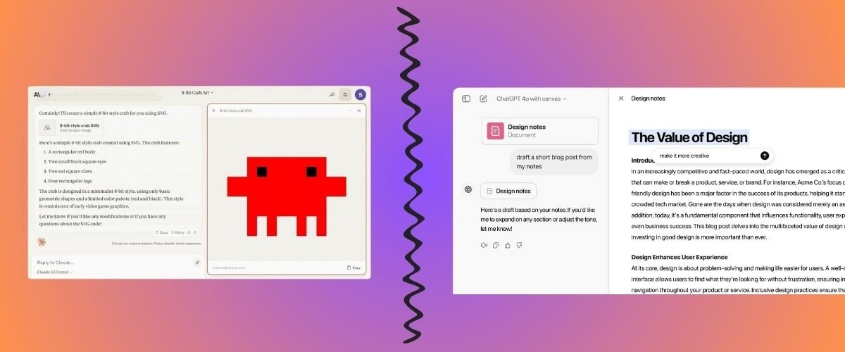 Claude Artifacts e ChatGPT Canvas, qual è il tool AI migliore?