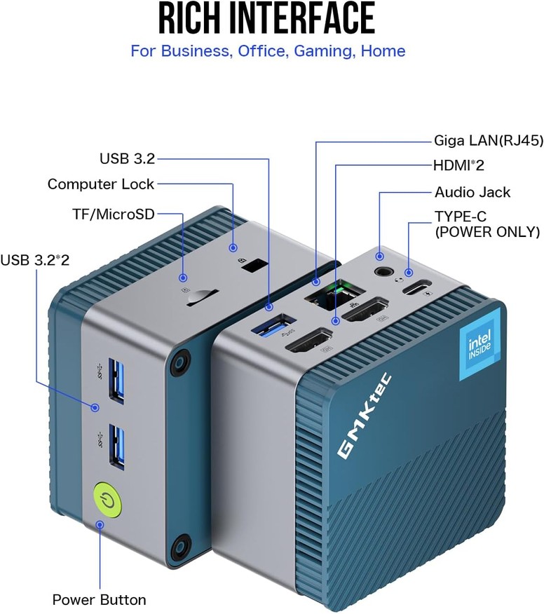 Mini PC con Windows 11, 12GB DDR5 e SSD 512GB in ottimo Mini PC con Windows 11, 12GB DDR5 e SSD 512GB in ottimo
