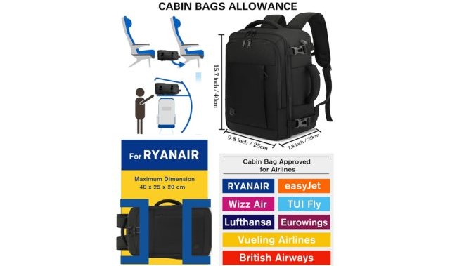 Zainetto Donna Zaino 40x20x25 Cm Per Ryanair Bagaglio A Mano 20L