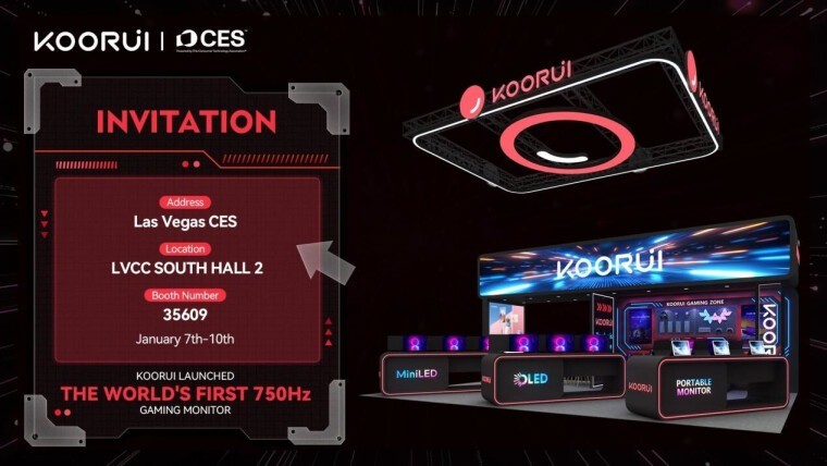 Rivoluzione gaming: KOORUI lancia il primo monitor a 750Hz al CES 2025