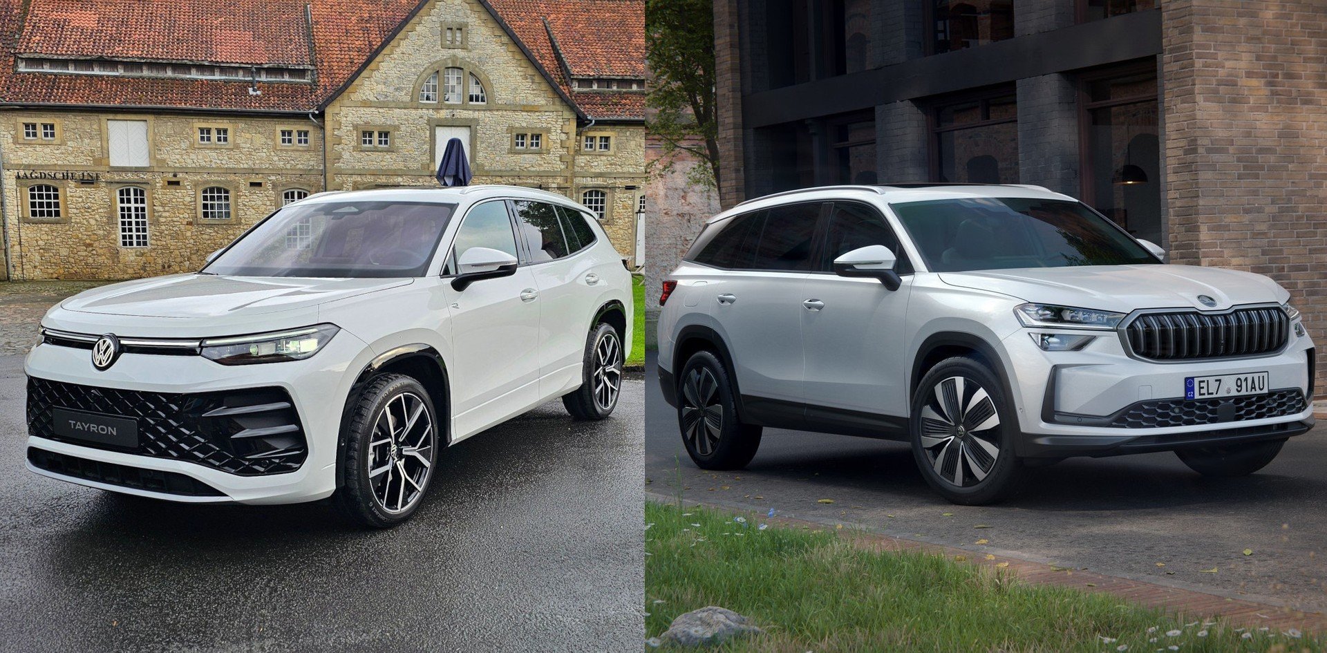 Volkswagen Tayron vs Skoda Kodiaq, confronto tra SUV a 7 posti. Motori e prezzi