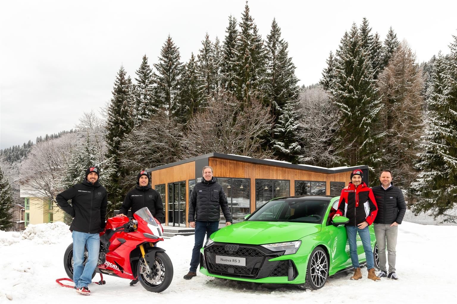 Audi RS 3 e Ducati MotoGP 2025: presentazione a Madonna di Campiglio