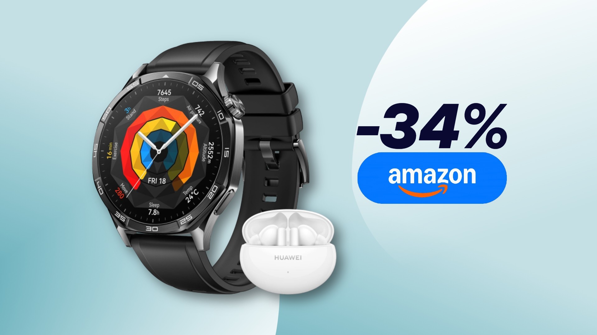 Ottimo prezzo per il bundle Huawei con Watch GT 5 e FreeBuds 5i (-34%)