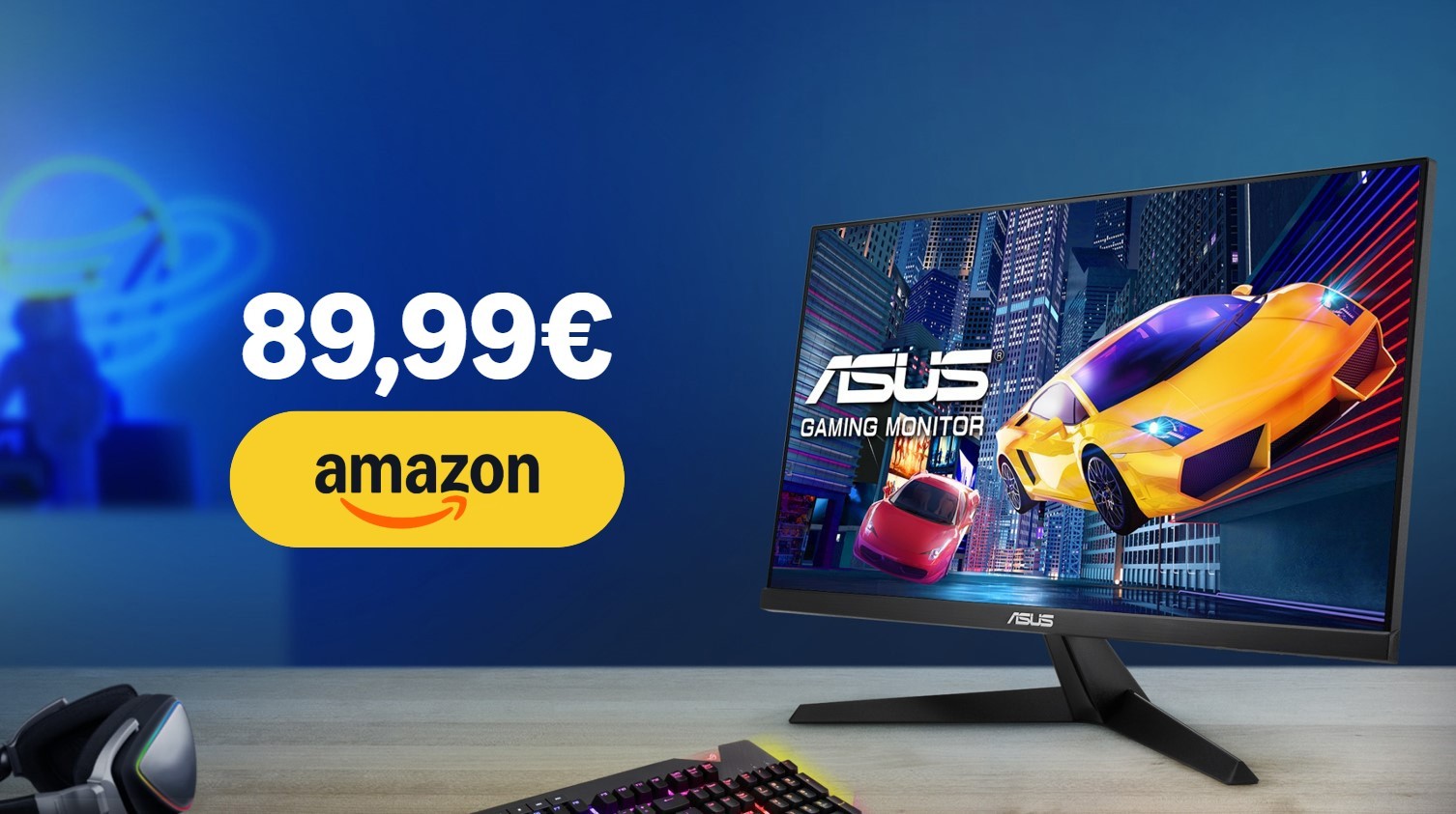 Solo 89,99€ per il monitor da gaming di ASUS a 120Hz: la promo Amazon
