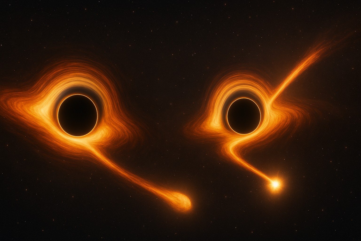 Doppio banchetto cosmico: due buchi neri divorano stelle a 600 Milioni di anni luce