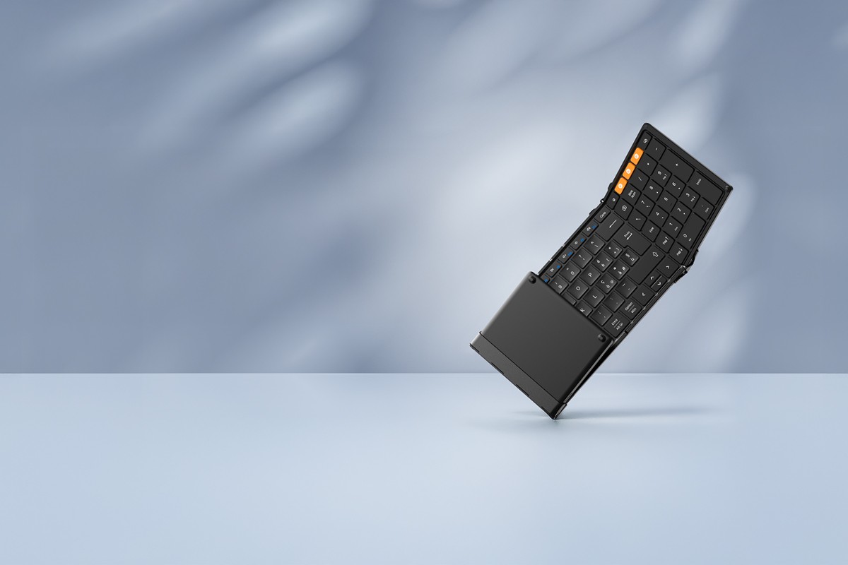ProtoArc XK01 Plus Tastiera pieghevole Bluetooth illuminata, QWERTZ Tastiera pieghevole con tastierino numerico, tastiera wireless iPad con 3 canali per iOS Android Windows Laptop PC – Nero