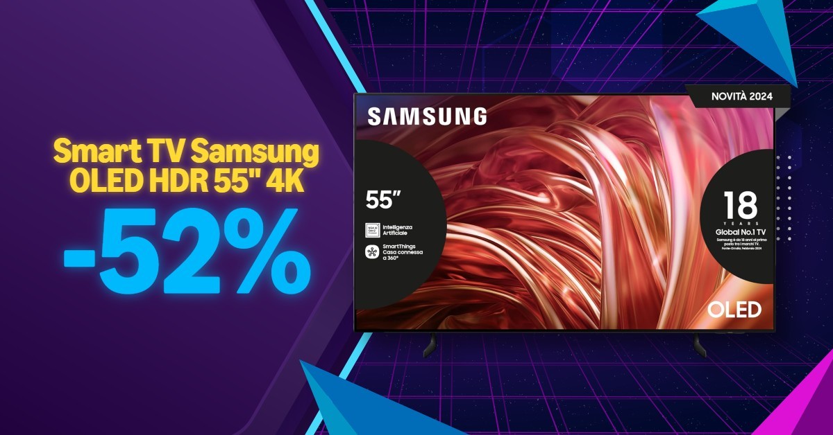 Smart TV Samsung OLED 55'': oltre il 50% di sconto su Amazon e nuovo minimo storico