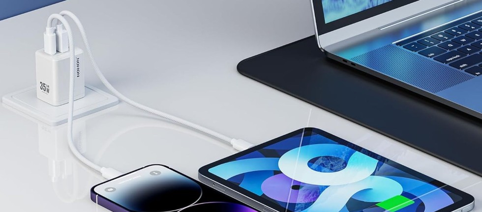 NOHON Caricatore USB C 65W GaN: Super Veloce Con 3 Porte (2 USB-C + USB-A), Caricabatterie Da Muro Compatto Per IPhone 16, Samsung, IPad, MacBook, Con Cavo Da 140W Incluso