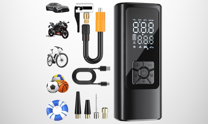 Compressore Aria Portatile, Mini Compressore Portatile 150psi Schermo LCD Pompa Elettrica Con Sensore Pressione Jvision