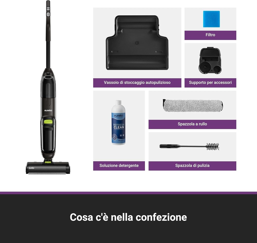 MEELRYD Lavapavimenti elettrico senza fili a batteria, 400 ml