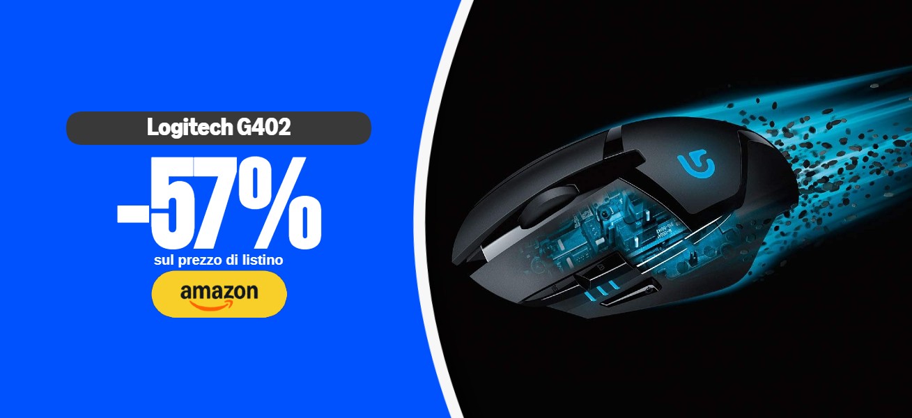 Logitech G402, -57% su Amazon: fino a 4000 DPI e 8 pulsanti programmabili
