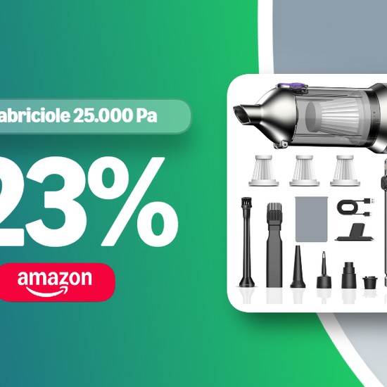 Aspirapolvere Portatile Senza Fili 25000Pa | 4-in-1 Aspira, Soffia, Gonfia | Scarico Polvere Automatico | Per Auto, Casa, Peli Animali