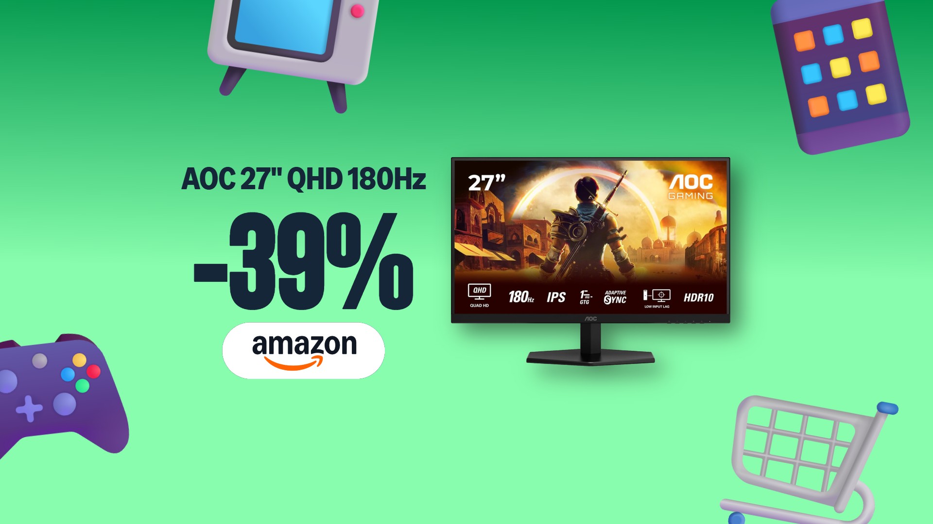 Il monitor da acquistare oggi è un AOC 27'' QHD a 180Hz: prezzo ...