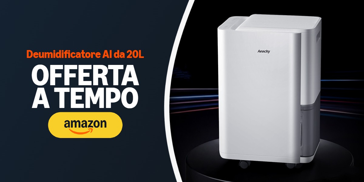 Deumidificatore AEF2000 W 20L/giorno, Per Ambienti Fino A 40 M², Controllo Tramite App, Serbatoio 5,5 L
