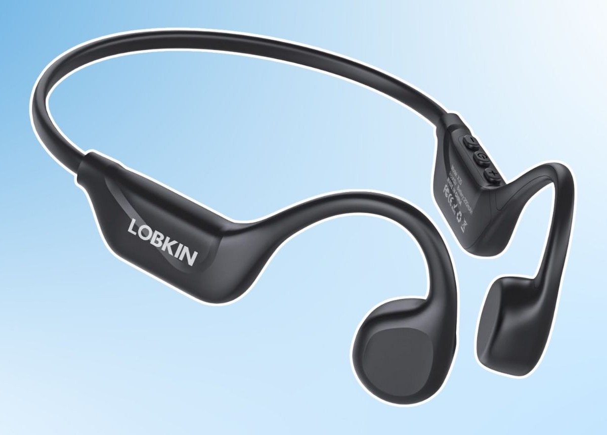 LOBKIN Cuffie A Conduzione Ossea Bluetooth 5.3 – Open Ear, IPX5, 8 Ore Di Autonomia, Peso 29 G, Per Sport E Fitness