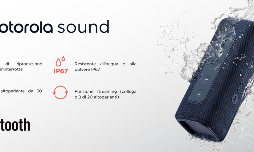 Altavoces Motorola Portatili Bluetooth 7 W Wireless IP67 con gancio e autonomia 12 h Rosso