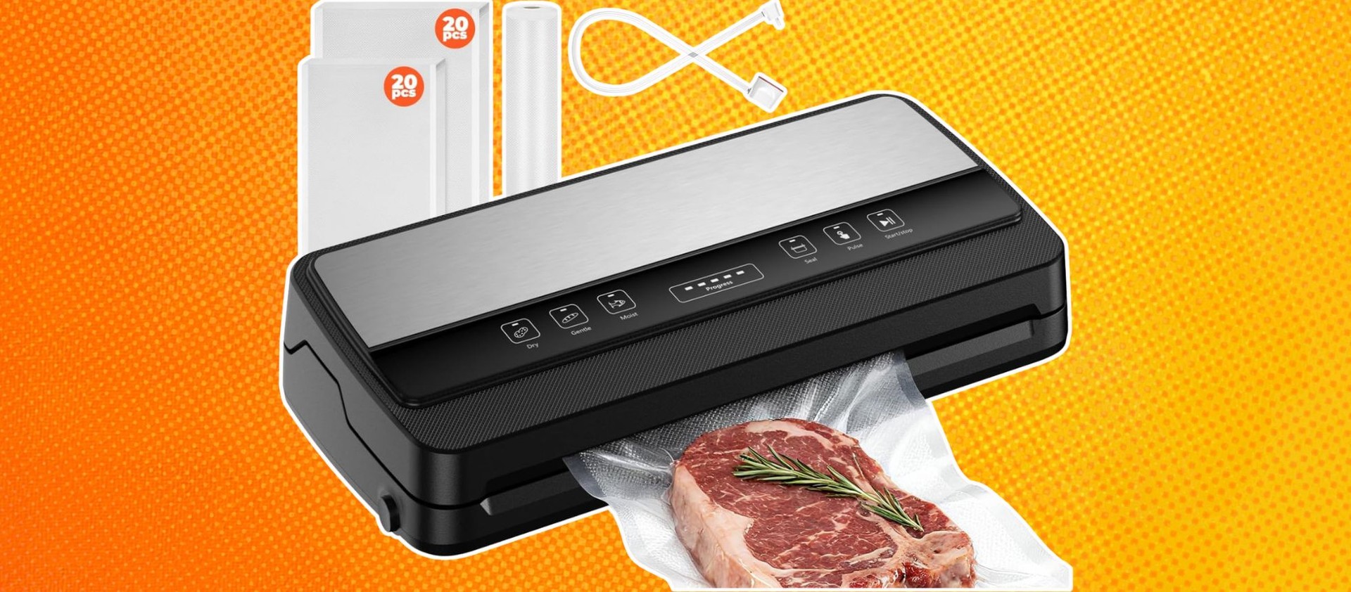 Macchina Sottovoto 8 In 1 Professionale - 80kPa Di Aspirazione, Display LED E Promemoria Vocale - Per Alimenti Secchi/Umidi E Sous Vide - 3