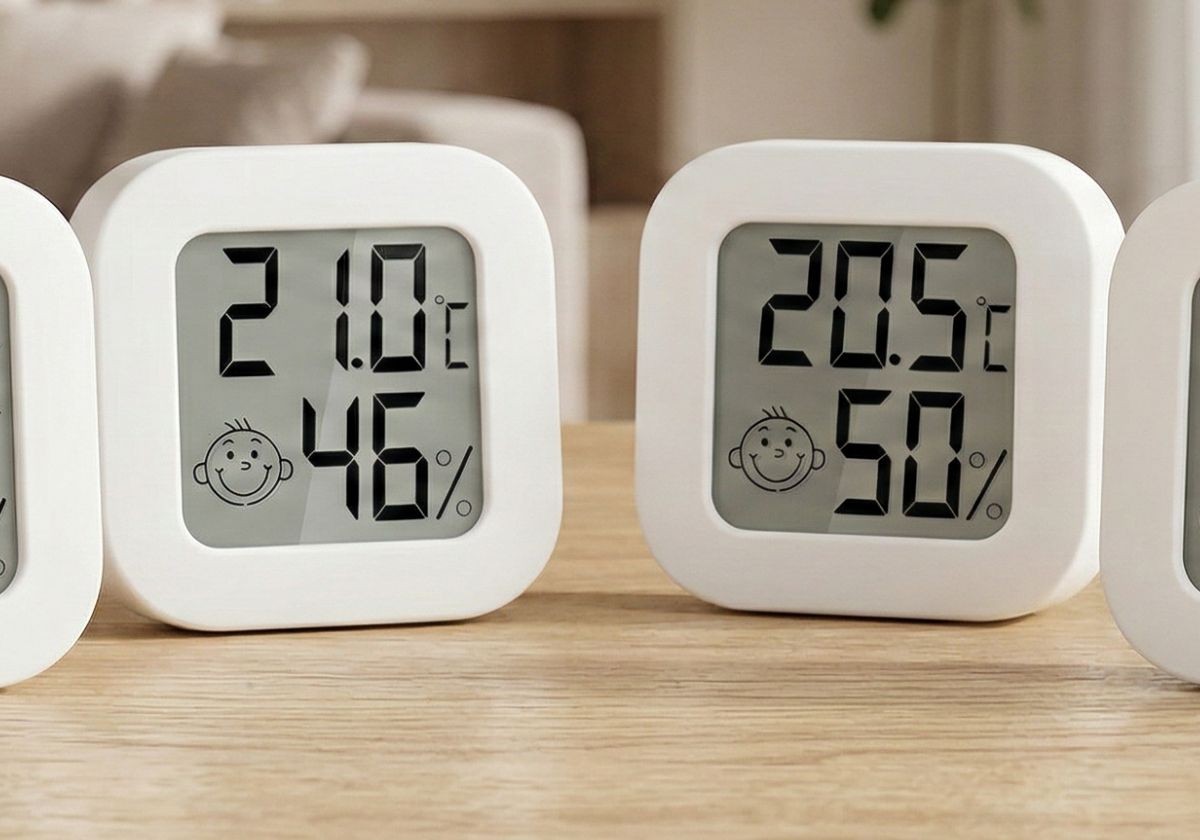 Termometro Igrometro Digitale per Interni-Monitoraggio Accurato di Temperatura e Umidità con Icone di Comfort e Design Elegante-Ideale per Casa, Ufficio, Serra, Garage e Asilo Nido (Confezione da 4