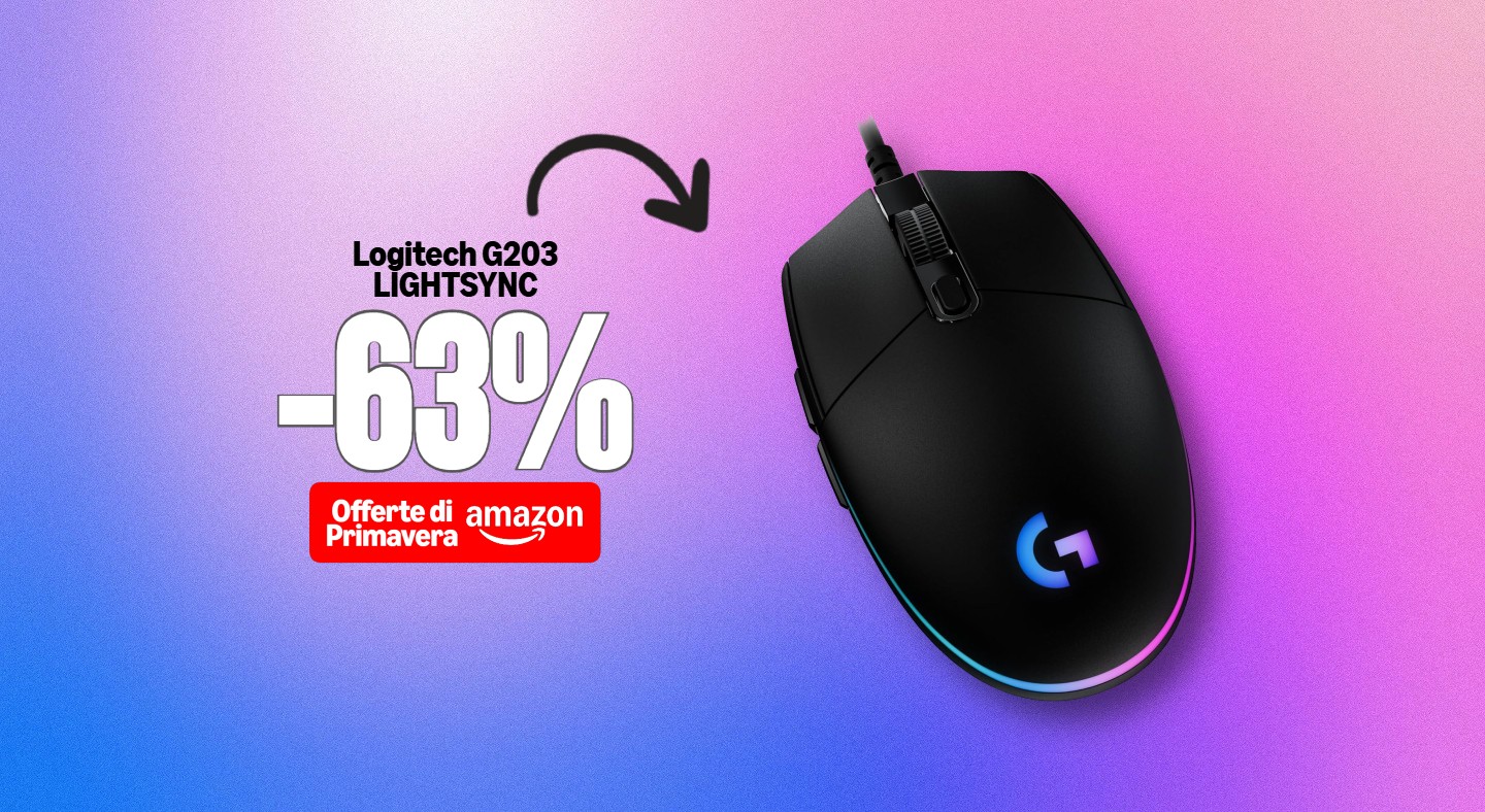 Con il 63% di sconto il mouse Logitech G203 è a prezzo regalo su Amazon