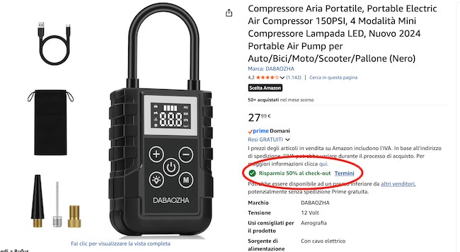 YAKEFLY Compressore D'Aria Portatile 12V – 150 PSI, Manometro Digitale, Spegnimento Automatico, Luci LED Emergenza - 6