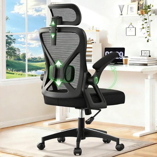 Sedia Da Ufficio Ergonomica Con Funzione Massaggio, Altezza Regolabile Comoda Sedia Direzionale Grigia