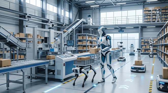 LG lancia il magazzino del futuro: robot umanoidi e cani meccanici collaborano