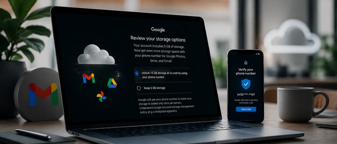 Anteprima: Gmail potrebbe cambiare: 5 GB senza numero di telefono, 15 GB solo con verifica