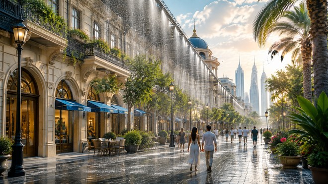 Anteprima: A Dubai arriva la Raining Street: pioggia artificiale contro il caldo estremo