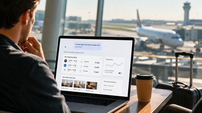 Anteprima: Google AI Mode diventa un agente di viaggio per voli e hotel