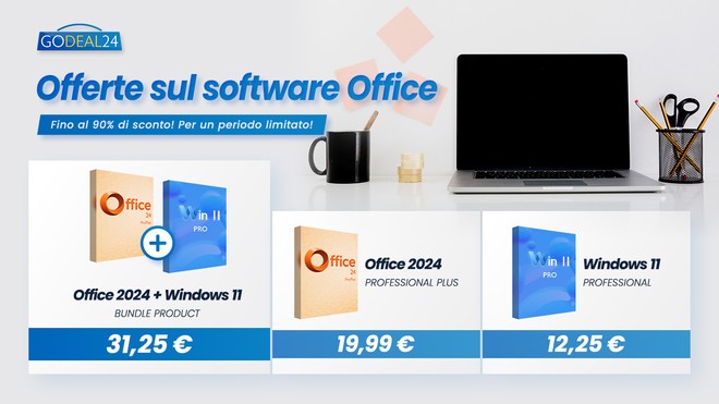 Anteprima: Windows 11 Pro e Office 2024 da 12,25: le offerte software Godeal24