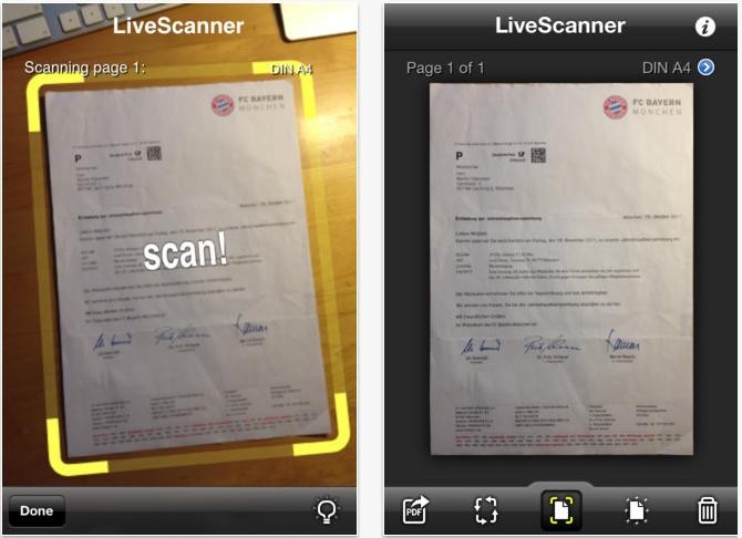 Live Scanner: scannerizzare documenti e creare PDF con iPhone 