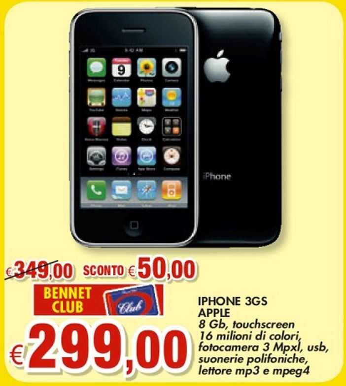 Da Bennet offerte Apple iPad e iPhone: spuntano anche iPhone 3Gs a 299€! 