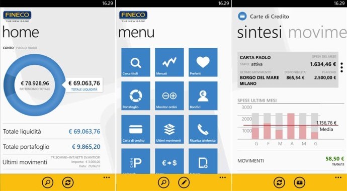 Fineco Bank L Applicazione Ufficiale Per Windows Phone 8 Hdblog It