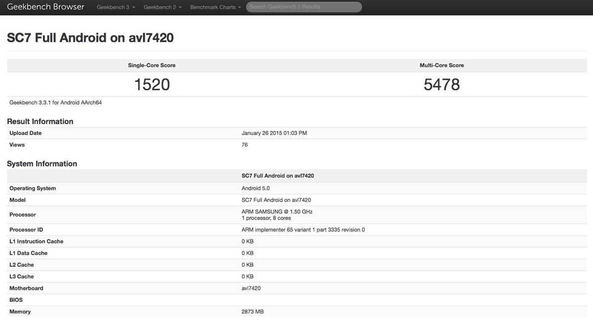 s6 lite geekbench