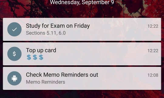 Memo Reminders vi permette di creare una notifica con tutti i vostri  impegni e appunti 