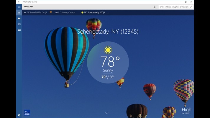 The Weather Channel aggiornata con supporto a Windows 10