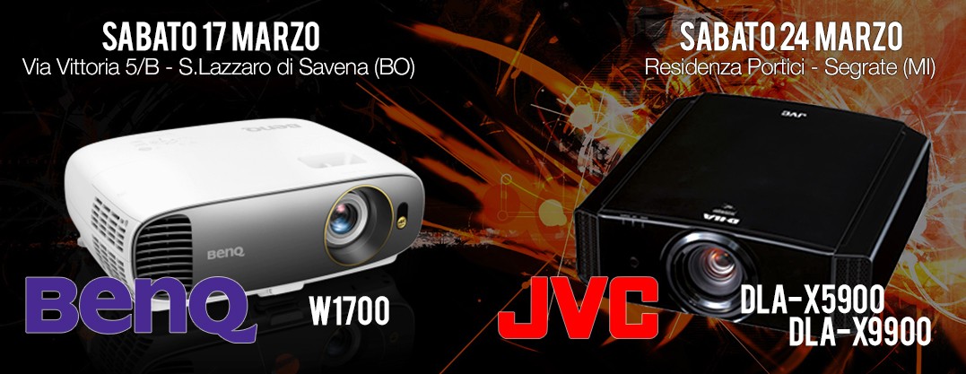 I proiettori BenQ W1700 e JVC X9900 in mostra sabato 24/03 presso  AudioQuality 