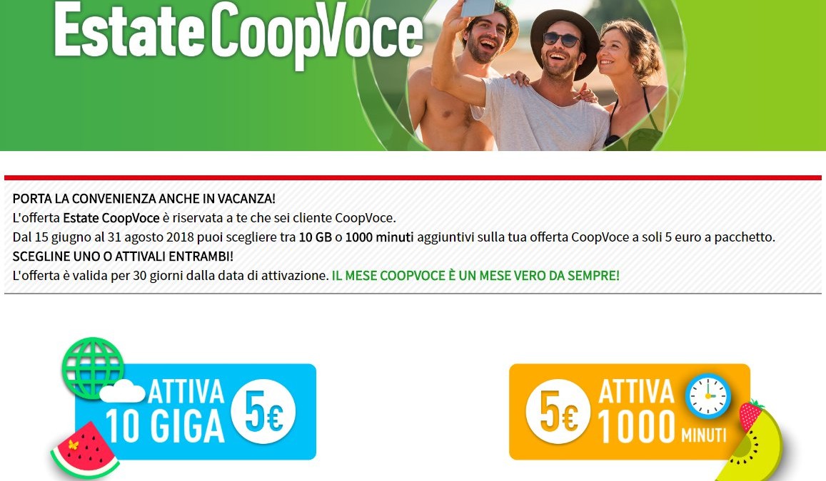 Estate Coopvoce 10 Giga O 1000 Minuti Per 30 Giorni A 5 Euro Hdblog It