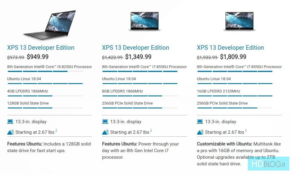 Dell XPS 13 Developer Edition disponibile con Ubuntu Linux 18.04 LTS