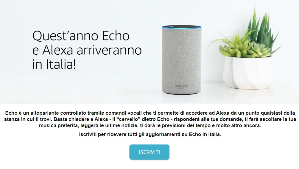 Echo e Alexa sempre più vicini in Italia: pagina  attiva 