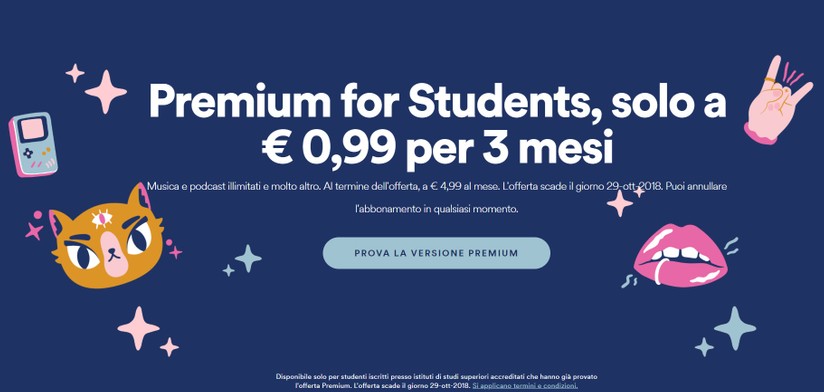 Spotify Premium: 3 mesi a 0,99 euro per gli studenti maggiorenni 