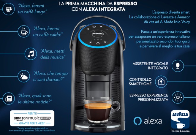 Alexa ora fa anche il caffè con Lavazza A Modo Mio Voicy